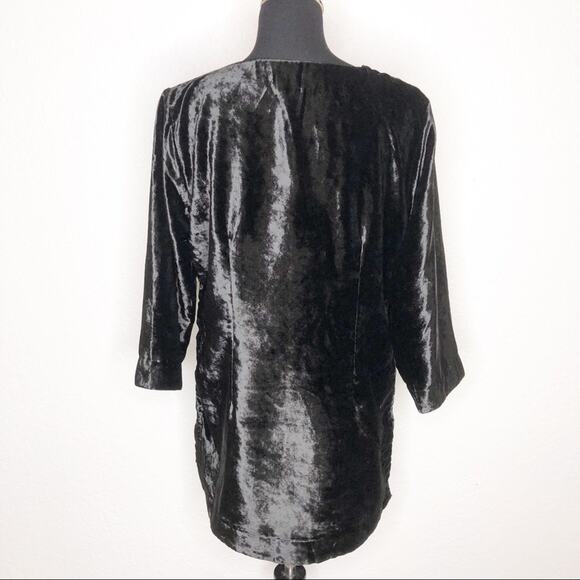 Soft Surroundings black velvet gold sequin bead trim top size Medium - Picture 2 of 13